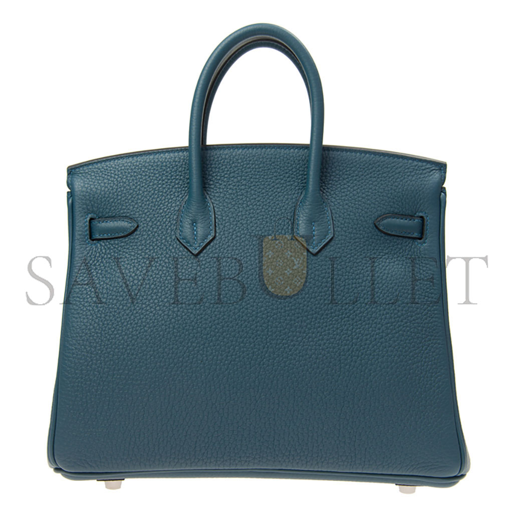 HERMES MASTER BIRKIN 25 TOGO LEATHER DENIM BLUE SILVER BUCKLE BAG H028369CK75 (25*20*13cm)